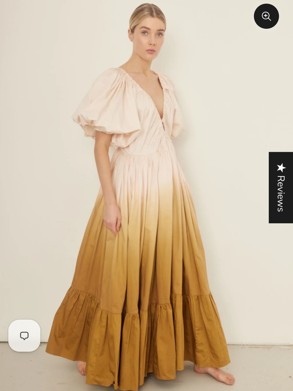Light Pink to Tan Ombre Maxi Dress with Puff Sleeves
